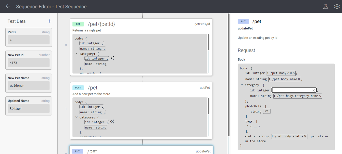 Ansicht des Sequence Editors beim Erstellen eines Links